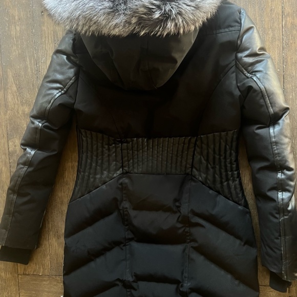 Women's Black Courcheval Removable Fur Leather & Duck Down Parka - Picture 2 of 7